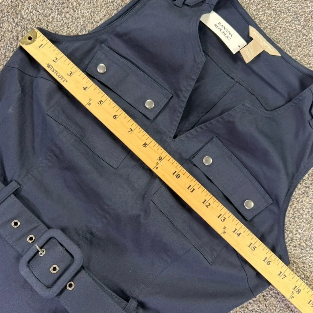 NEW Banana Republic Womens 4 Navy Utility Belted Safari Sheath Dress 947327-00